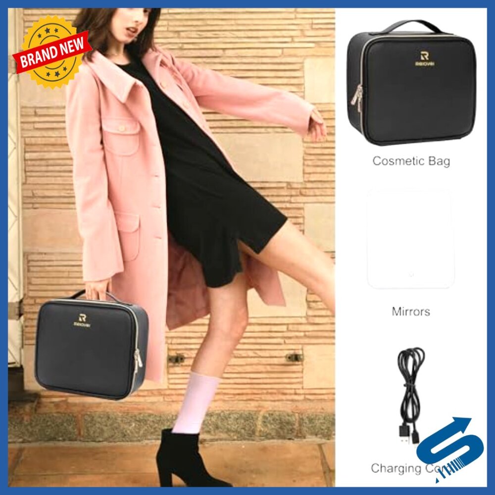 Led Mirror Makeup Train Case With Adjustable Divi… - image 6